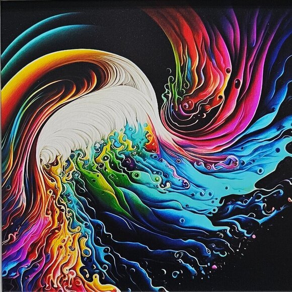 8x8 Framed Colorful Paint Swirl Art Illustration Watercolor Oil‎ Painting Print - Picture 3 of 5